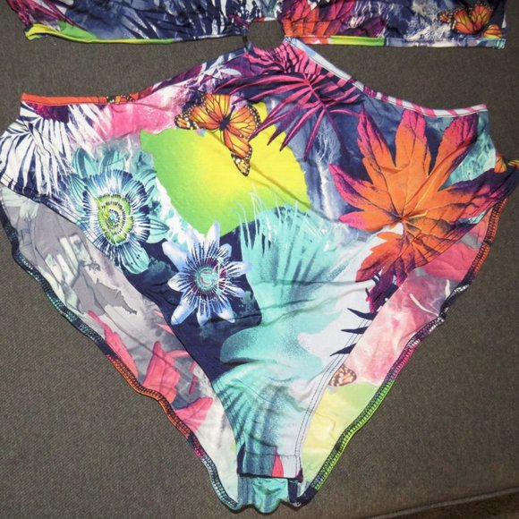 Tropical Butterfly Print Sexy Bodysuit, Ashley Stewart, NWT - Picture 5 of 9